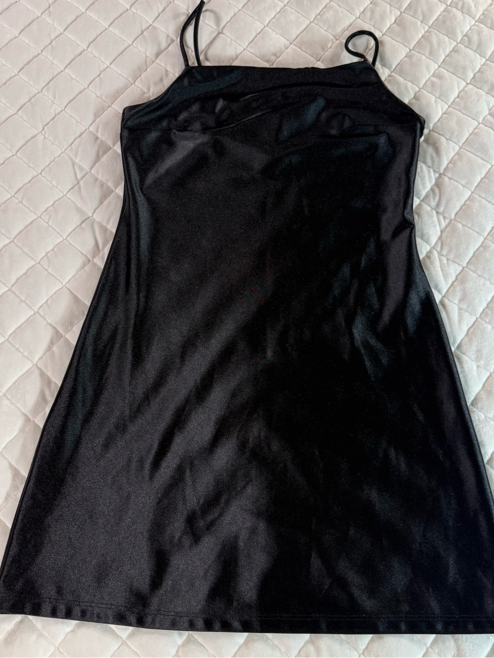 Altar'd State Black Satin Spaghetti Strap Mini Dress Size Medium